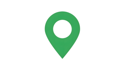 Green map pin icon on black background