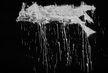 Abstract dripping black paint on white background. white dripping paint isolated on peach fuzz backdrop wall flow splashing dripping liquid abstract art. drips downwards, with a glittery reflective