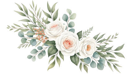 Elegant white roses with lush greenery bouquet