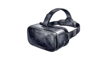 A sleek virtual reality headset on transparent background
