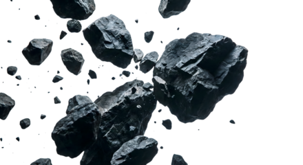 Asteroid Shower Meteoroid Debris Falling Space Rocks Natural Objects isolated on transparent background