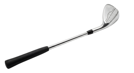 Golf Club Wedge Shiny Metal Material Black Grip Sport Equipment for Outdoor Recreation Activities isolated on transparent background