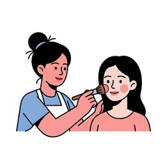 Makeup Artist Applying Cosmetics to Client