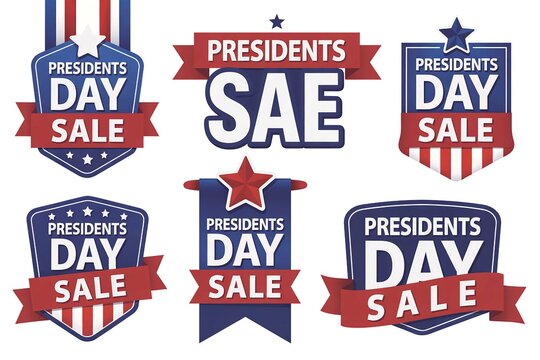 Presidents Day Sale Badges with American Flags and Stars