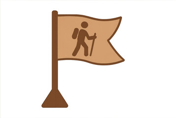 Hiking trail marker flag indicating outdoor adventure