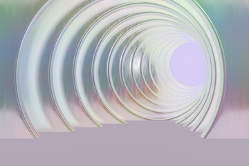 Obraz premium Abstract circular tunnel with concentric rings and light at the end. 3d rendering
