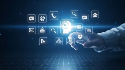 Hand Touching Ai Technology Icons Interface