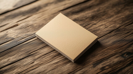Blank business card on rustic wooden background with copy space