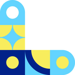 Modern Geometric Abstraction with Bold Curves, Circles, and Harmonious Color Blocks