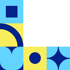 Modern Geometric Abstraction with Bold Curves, Circles, and Harmonious Color Blocks