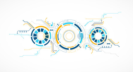 Obraz premium Abstract background. Scientific and technological concept with the use of technical elements formed in the shape of a circle. Vector