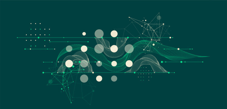 The abstract wave is made in a frame style. Template for science and technology presentation.