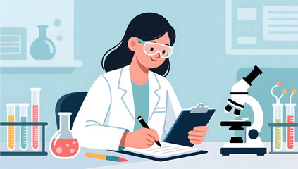 Female researcher recording data in the laboratory