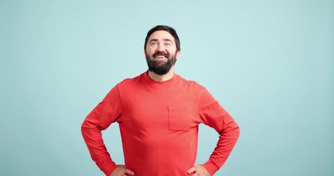 Bearded man having a great idea and gesturing approval