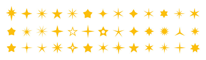 Obraz premium Stars icon collection. Different star shapes. Black stars icon set. Sparkle star icon set. Vector illustration