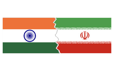 India Iran breakup concept stock image, india Iran conflict concept with flag image