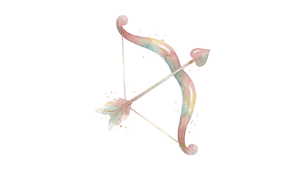 A beautiful pastel-colored bow and arrow on transparent background