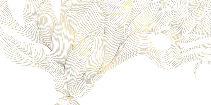 Luxury abstract wave pattern, elegant gold lines background. Modern Japanese vector design, flowing curves, cloud, water, premium wallpaper, poster