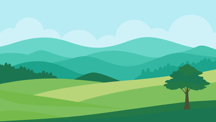 Obraz premium Countryside Rolling Hills Vector Illustration
