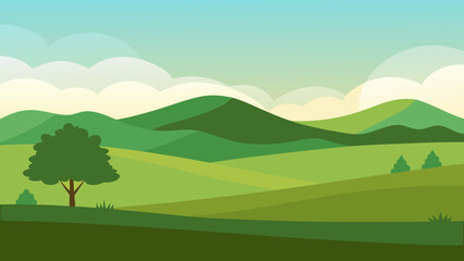Obraz premium Countryside Rolling Hills Vector Illustration