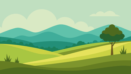 Obraz premium Countryside Rolling Hills Vector Illustration