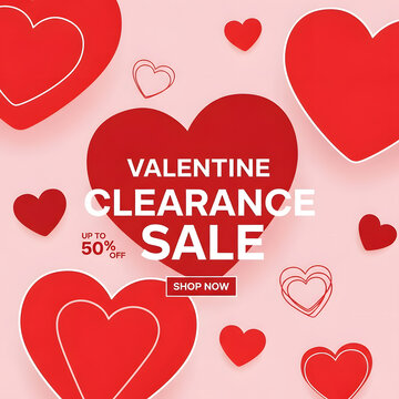 Valentine's Day Clearance Sale: Capturing the essence of romance and savings, this image showcases a heart-filled Valentine's Day sale, offering irresistible deals and promotions.