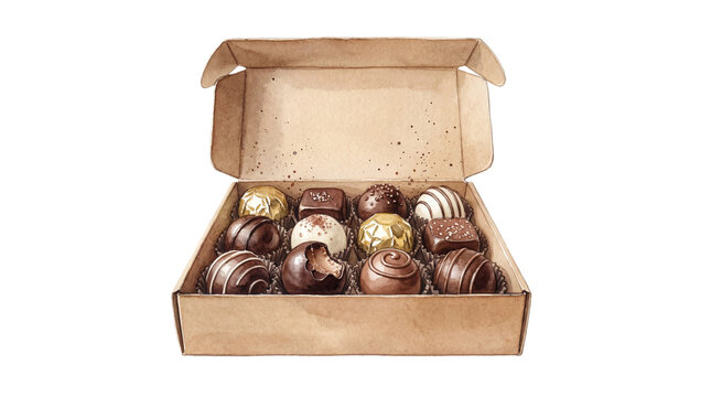 A box of assorted chocolates on transparent background - Powered by Adobe