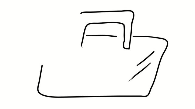 Briefcase, folder, bag. Contour drawing, silhouett animation. Video 4k object illustration self-drawing. Minimalist continuous line drawing silhouette on a white background new