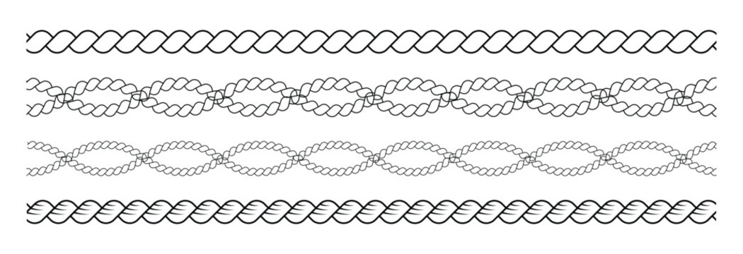 rope brush pattern. Thread pattern seamless. marine twine design elements for banner, poster, frame, border.  vector illustration.
