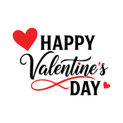 Happy valentine's day with red heart and cursive text