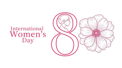 International women's day celebration with pink number eight and flower illustration