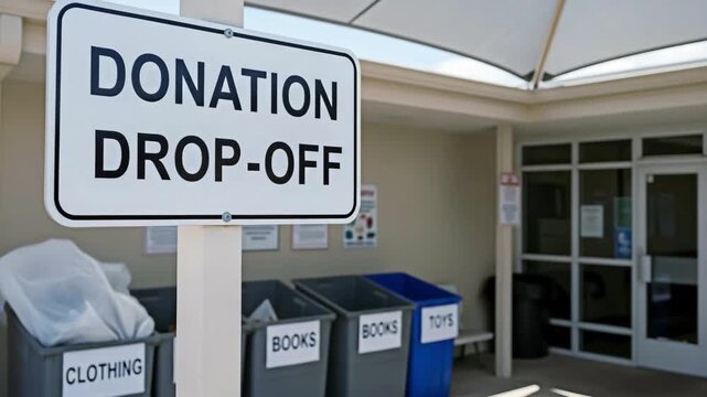 Donation drop-off area for helping others for charity and recycling.