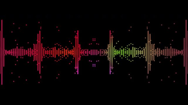 Colorful audio waveform spectrum animation, 4k	