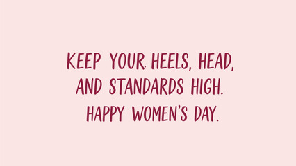 Inspirational women's day message with pink background and red text