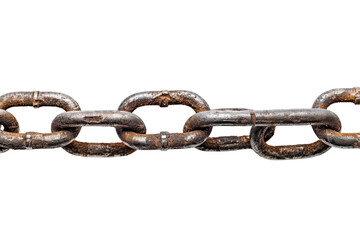 Fototapeta premium Rusty Industrial Chain Isolated on White Background 