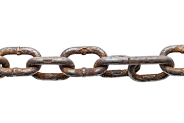 Rusty Industrial Chain Isolated on White Background 
