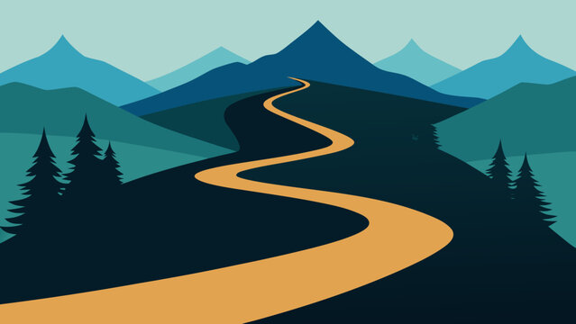 Mountain Road Vector Illustration 