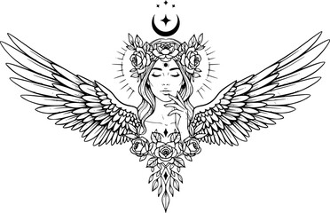 Fototapeta premium Divine Goddess Feminine Vector Illustration