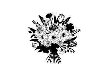 Obraz premium Minimal floral bouquet vector illustration isolated on white background for decorative design