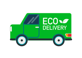 Green Eco Delivery Van Vector