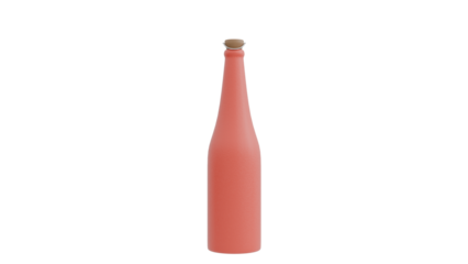 Pink Bottle with Cork Stopper on Transparent Background