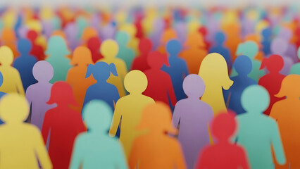 Diverse crowd of people represented by colorful silhouettes