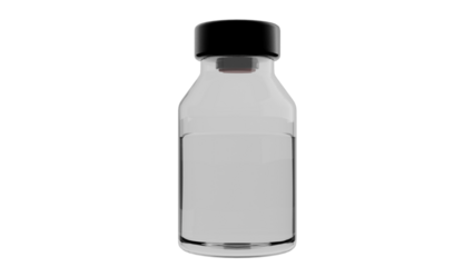 Empty Glass Bottle with Black Cap