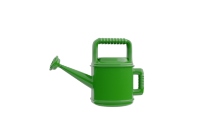 Green Plastic Watering Can on Transparent Background