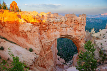 scenic nature gate at Brycec canyon national park in sunset mood