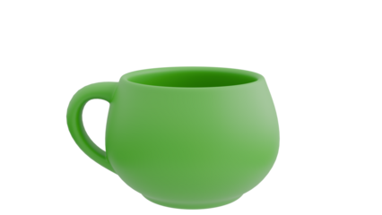 Green Mug on Transparent Background