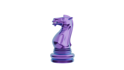 Purple Knight Chess Piece on Transparent Background