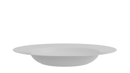 Empty White Plate Isolated on Transparent Background