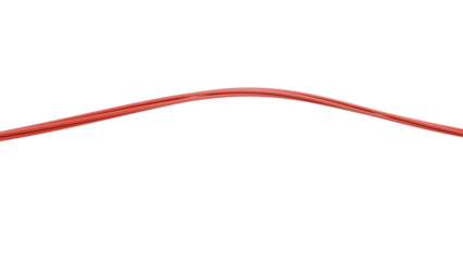 Curved Red Wire on Transparent Background