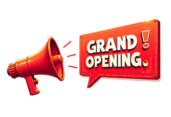 Grand opening announcement with megaphone
